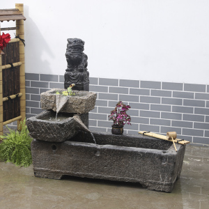 老旧马槽流水石槽组合户外庭院水槽青石大型石头鱼缸养鱼装饰摆件