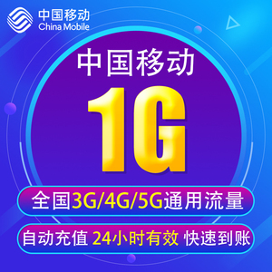 山东移动流量充值1G 全国3G/4G/5G通用手机上网流量包 当日有效YD