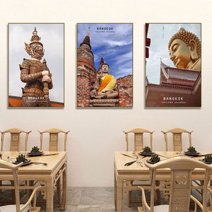泰式装饰画泰国曼谷风景旅行社料理餐厅按摩店佛像壁画东南亚挂画