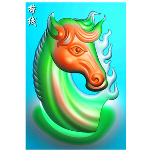 精雕图jdp数控雕刻木雕挂牌浮雕bmp灰度图玉雕半身马头46牌挂件