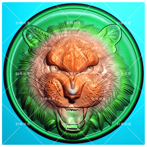 精雕图jdp灰度图bmp数控浮雕木雕gjh-094玉雕圆形老虎头挂件