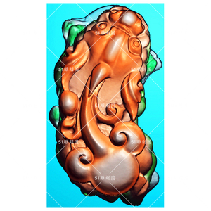 精雕图jdp灰度图bmp数控浮雕木雕gdp-112立体貔貅手把件扫描图