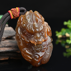 碧贵缘 缅甸a货玉髓手把件龙行天下把玩件 玉石龙手把玩挂件带证