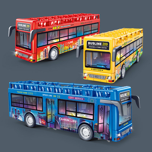 男孩宝宝惯性玩具汽车可开门儿童声光公交车公共客车观光巴士模型