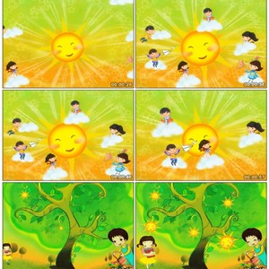 配乐成品 种太阳 卡通儿童舞台情景剧 太阳彩虹 led视频背景素材