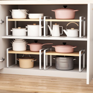 橱柜内分层置物架台面柜子收纳隔板家用下水槽储物锅架厨房调料架