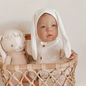 婴儿兔子耳朵帽子春秋季新生儿童0-4-12月纯棉胎帽男女宝宝护耳帽