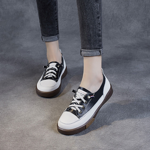 板鞋女2022新款韩版女生鞋子百搭厚底高级感原创设计小白鞋女真皮