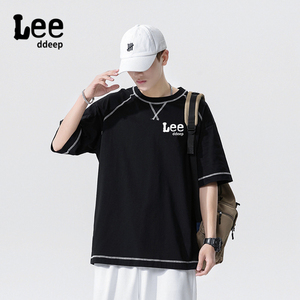 lee ddeep联名春夏季2021年新款短袖t恤男条纹宽松休闲潮男装多色