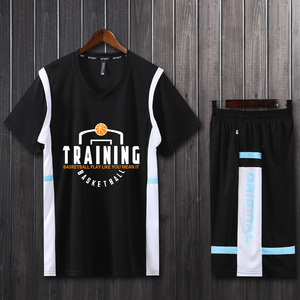 假两件篮球服套装男女短袖比赛服训练有袖队服diy学生透气运动t恤