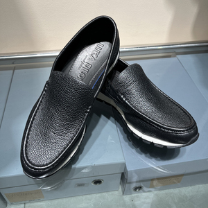 路卡迪龙男鞋专柜正品 春夏新款鹿皮革黑色舒适一脚蹬休闲皮鞋男