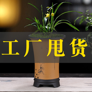 紫砂兰花盆陶瓷盆景盆多肉兰花盆大号陶瓷花盆特价大清仓处理包邮