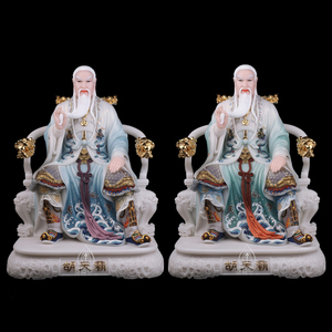 汉白玉彩绘胡七老爷胡天霸胡天刚胡天龙神像家用客厅供奉佛像摆件