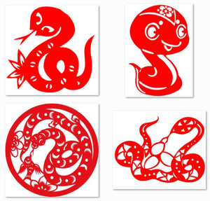 【不干胶】学校幼儿园贴纸十二生肖动物蛇传统镂空窗花剪纸蛇贴画