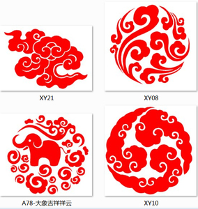 喜庆云纹墙贴 中国风中式古典祥云图案 云朵 吉祥装饰贴纸 云