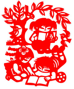 a303学生读书学习看书阅读剪纸宣纸等多种材质制作 镂空刻纸成品