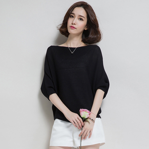 扁蝠女春秋2020上衣女蝙蝠衫百搭薄款百度篇幅衫春装宽松冰丝t恤