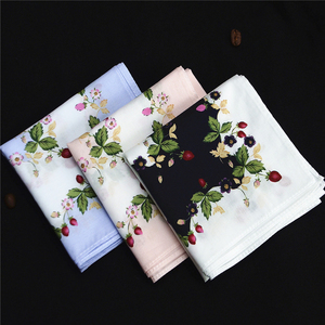 田园风纯棉小野草莓全棉印花吸水全棉儿童手帕复古手绢手腕巾