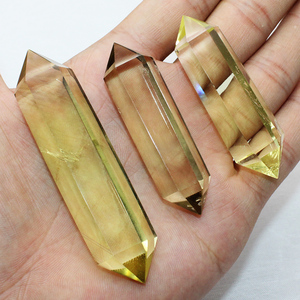 易晶缘天然黄水晶六棱柱摆件双尖六角边石头家居风水摆设玄关