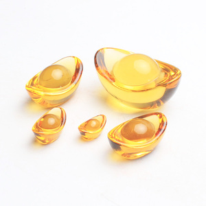 易晶缘水晶琉璃金黄色元宝摆件招财家居风水聚宝盆客厅桌面大号品