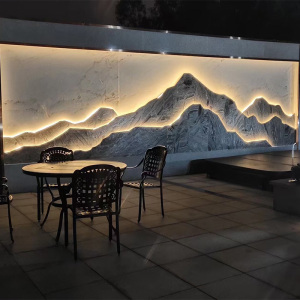 雪浪石切片组合室外庭院枯山水墙面造景花园背景墙壁挂石假泰山石