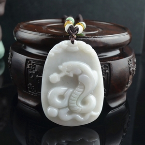 缅甸生肖蛇牌 天然a货糯种翡翠玉蛇吊坠挂件男女士款项链带证书