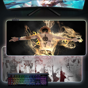 海贼王RGB发光鼠标垫超大号电竞游戏桌垫防水电脑周边键盘垫定制