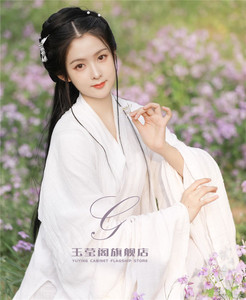 古装女汉服仙女学生少女纯白色超仙棉麻外景拍照古风写真摄影服装