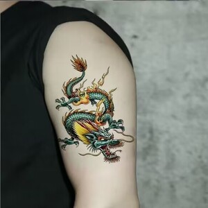 50wzgy831220淘宝中国龙彩色青龙纹身贴 防水男女花臂手臂持久仿真