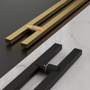 现代简约有框玻璃大门拉手黑色加厚不锈钢高档包厢门把手金色双开