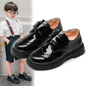 儿童鞋男童皮鞋春夏2024新款韩版英伦中大童黑色软底学生表演出鞋