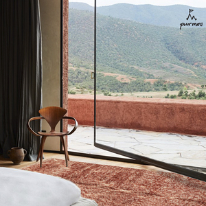 Purmou地毯150x260cm摩洛哥棕红色羊毛卧室客厅床边毯茶几毯现代