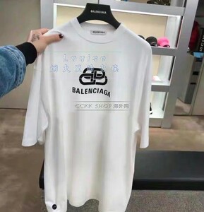 balenciaga巴黎世家锁扣bb黑色短袖男t恤女情侣款白色tee正品代购