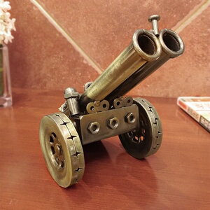 铁艺摆件工艺品复古钢炮大炮模型镇宅山炮意大利炮金属怀旧收藏.