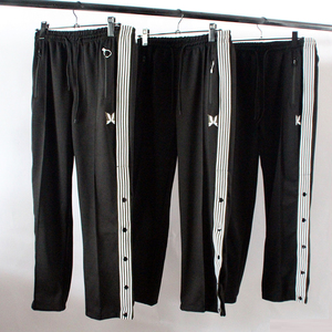 needles裤子高街蝴蝶裤黑白条纹fog男女侧开排扣裤直筒刺绣长裤