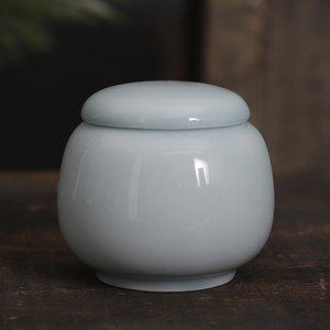 小号青瓷茶叶罐陶瓷密封罐便携式粉青梅子青瓷罐子单个茶叶盒家用