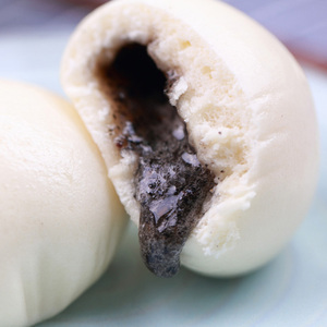 佛山金城芝麻流沙包800g20只 豆沙包子黑芝麻广式点心 半成品速冻