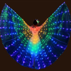 菏聚 LED发光蝴蝶舞舞蹈翅膀五彩色 跳舞发光道具荧光肚皮舞披风