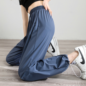 冰丝运动裤女夏季薄款阔腿灯笼裤子速干休闲卫裤高腰垂感2022新款