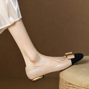 小香风单鞋女夏款百搭韩版秋季圆头仙女风瓢鞋秋款平底韩国船鞋