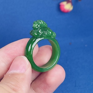 000人付款淘宝天然岫玉精美雕刻貔貅招财玉扳指男款花玉扳指戒指挂件