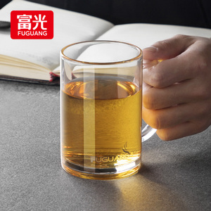 富光玻璃杯带把透明双层杯子家用水杯套装加厚耐热茶杯创意女定制