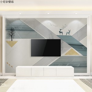 北欧轻奢电视背景墙壁纸现代简约几何线条客厅影视墙布8d立体壁画