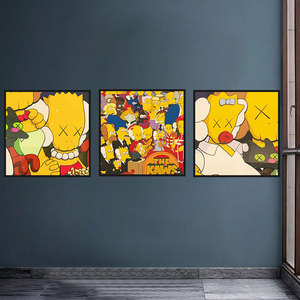 kaws挂画辛普森一家画潮牌simpsons公仔墙壁装饰画潮流工作室壁画