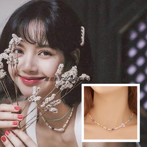 现货blackpink lisa娜恩同款tatiana花朵彩石项链春夏新韩国直邮