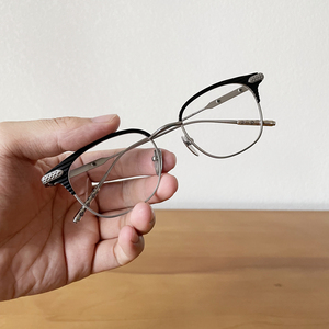 手工925银luvmycuntr克罗y眼镜框男半框钛合金潮流大脸近视架女款