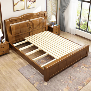 实木床主卧大床2.2×2.4木床卧室双人床1.8米1.5中式原木家具婚床