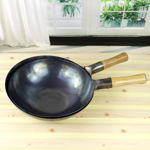 传统手工铁锅特厚无涂层圆底锅熟铁锅厨师用炒锅炒菜锅大马勺锅