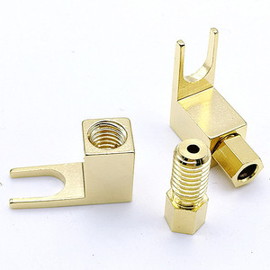 古董机箱铜镀金y插转4mm香蕉插头音响音箱转换头喇叭线香蕉插头