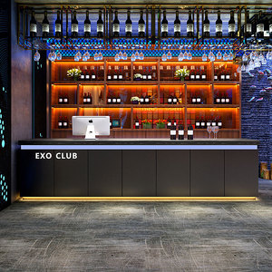 吧台定制复古收银台柜台咖啡餐厅饭店酒吧台球厅健身房前台接待台